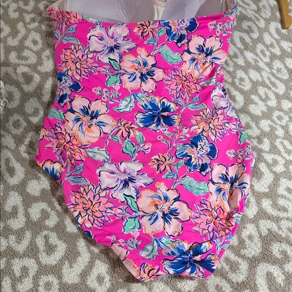 Lilly Pulitzer Pink Floral Halter One-Piece Swimsuit - Picture 10 of 12